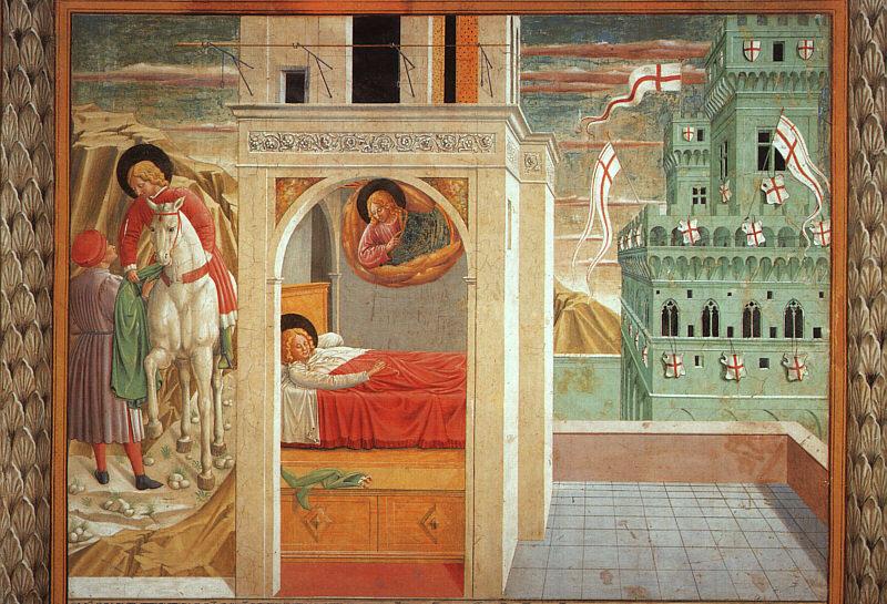 Benozzo Gozzoli St.Francis Giving Away his Clothes and the Vision of the Church Militant and Triumphant oil painting picture